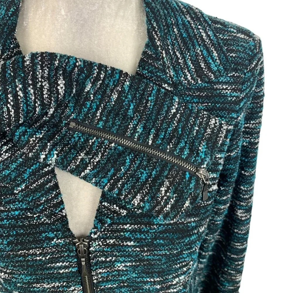 Christopher & Banks Marled Woven Motorcycle Jacket Textured Zip Front‎ Rocker S